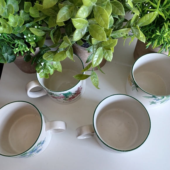 SAKURA "Geranium" Stoneware Flat Mugs By Sue Zipkin - Picture 3 of 3